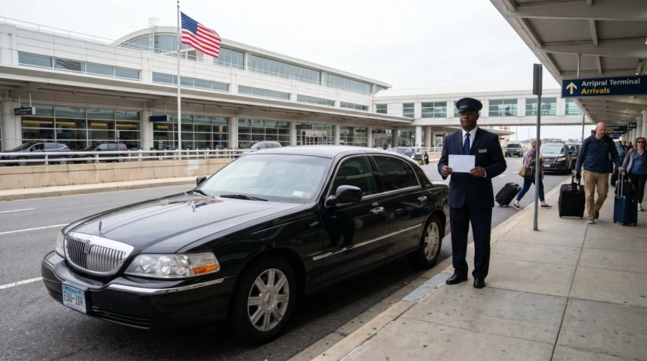 Professional black car limo service in Arlington VA near Reagan National Airport DCA and Pentagon