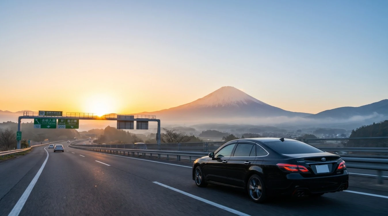Private chauffeur service in Asia Pacific from Tokyo to Kyoto with Mount Fuji landscape