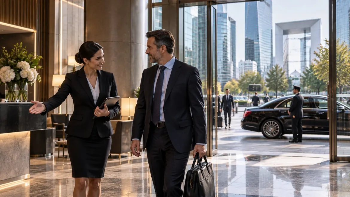 Corporate chauffeur service for international executives in La Défense Paris