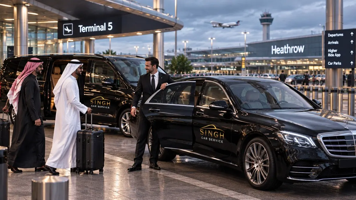 London Heathrow chauffeur fleet with luxury executive sedan and premium group vehicle