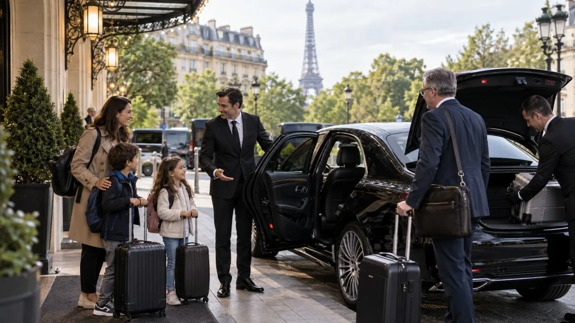 English-speaking chauffeur assisting international travellers on arrival from Beauvais