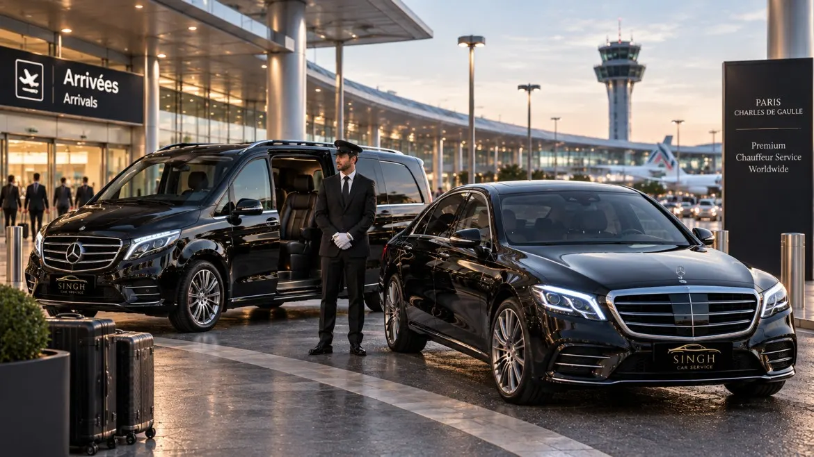 Paris CDG chauffeur fleet with luxury executive sedan and premium group vehicle