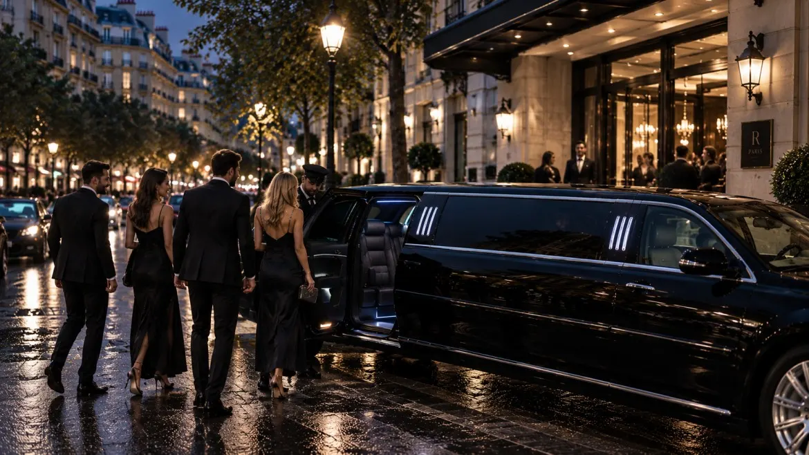 American-style stretch limousine in Paris for celebration and event transport
