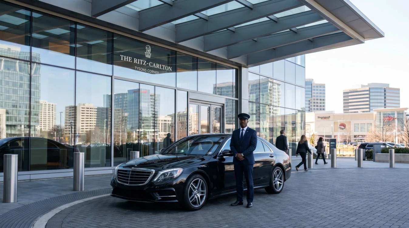 Black car service Tysons Corner VA near Capital One Headquarters Tysons Corner Center and Capital One Hall